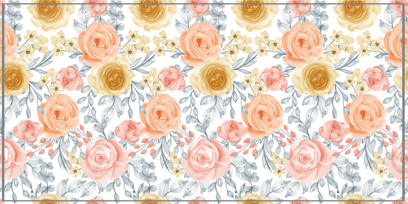 Blomsteremblem vinyltæppe til entre - TenStickers