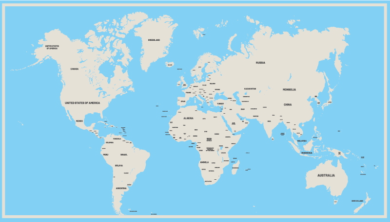 Globalt enkelt design verdenskort vinyl tæppe - TenStickers