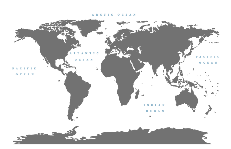 Grå kontinenter med hvid baggrundskort tæppe - TenStickers