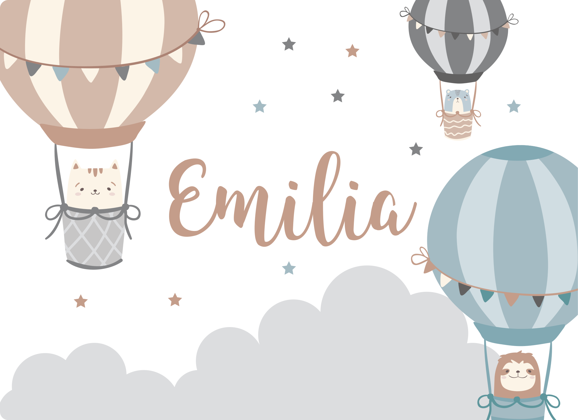 Luftballoner vinyl tæppe med navn - TenStickers