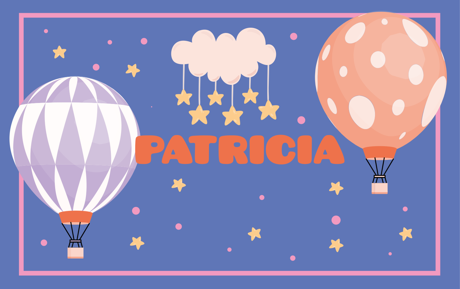 Ballonflyvningseventyr vinyl tæppe med navn - TenStickers