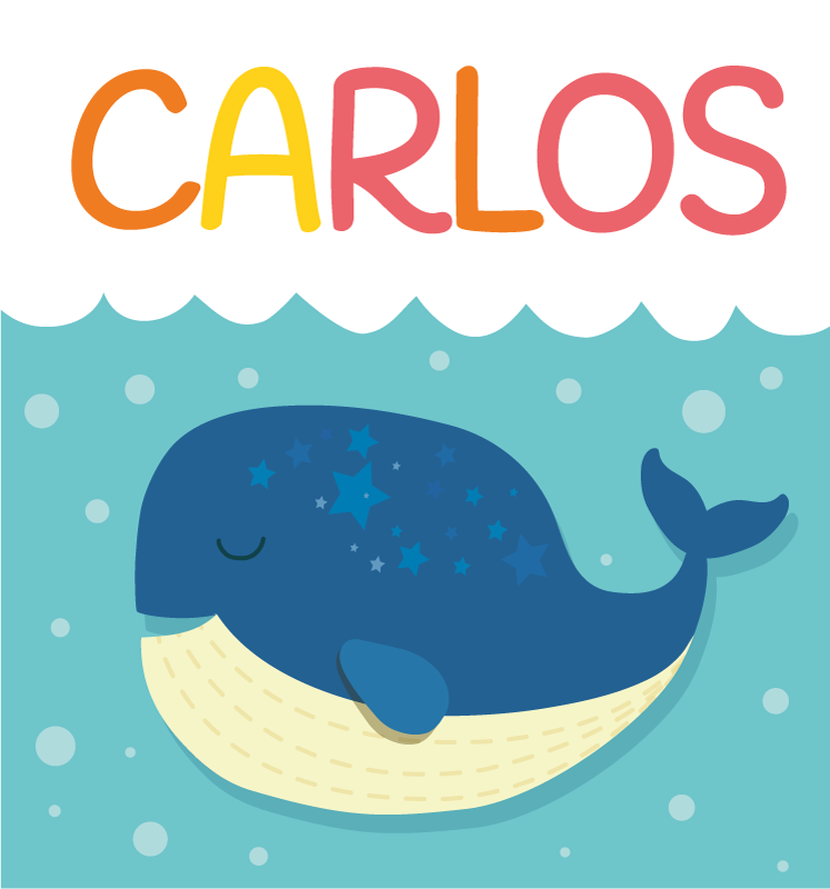 Finurlig hvalscene vinyl tæppe med navn - TenStickers