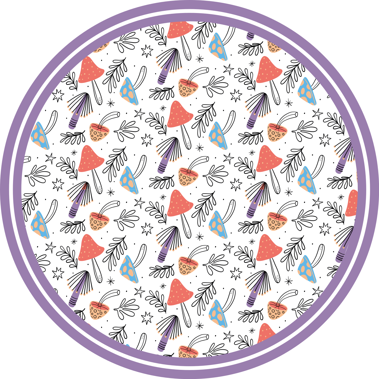 Farverige svampe spirer natur vinyl tæppe - TenStickers