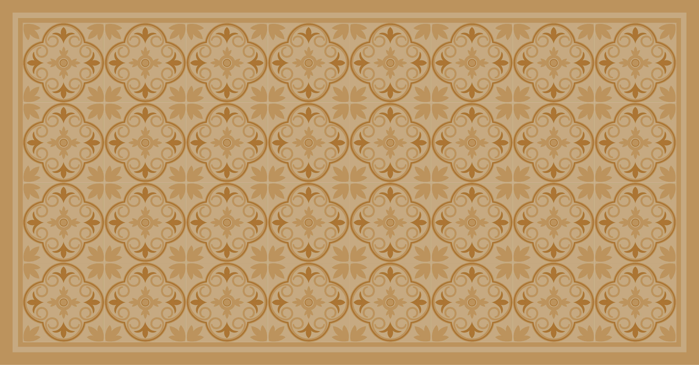 Beige vintage blomstermønster flise tæppe - TenStickers