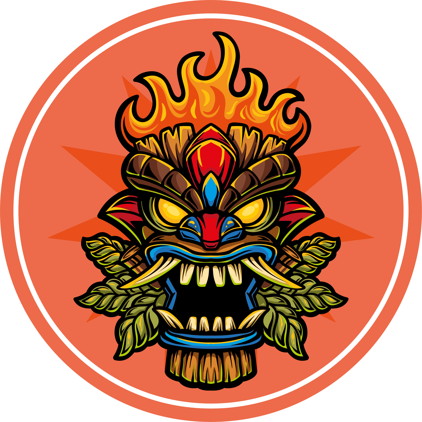 Tiki-maske vinyl tæppe til teenagere - TenStickers