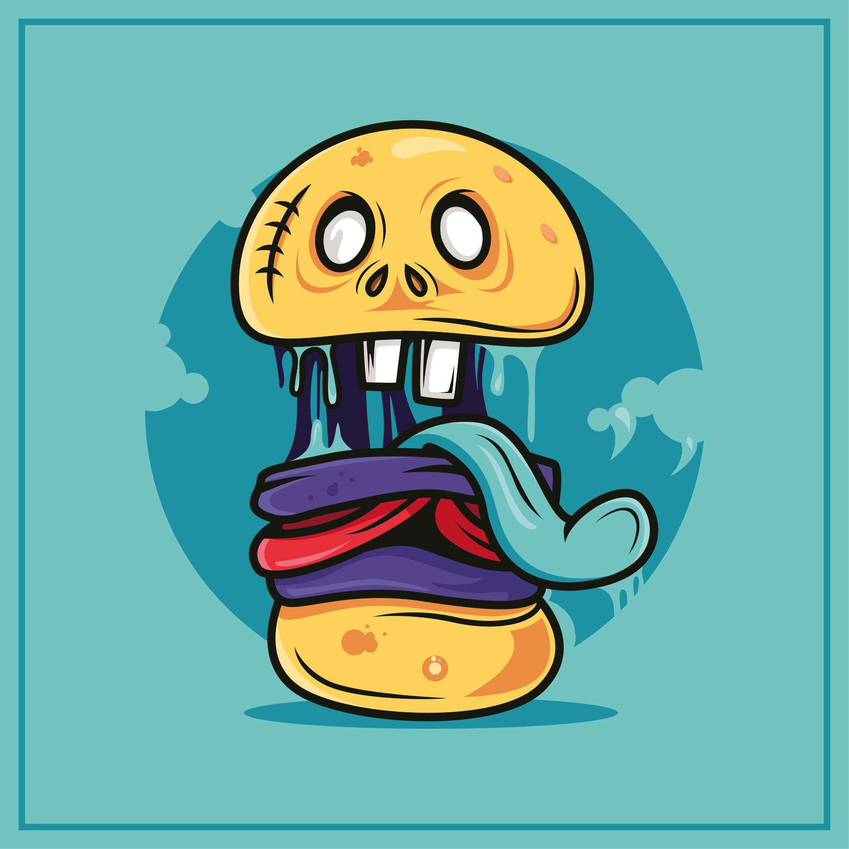 Fjollet kraniefigur vinyl tæppe til teenagere - TenStickers