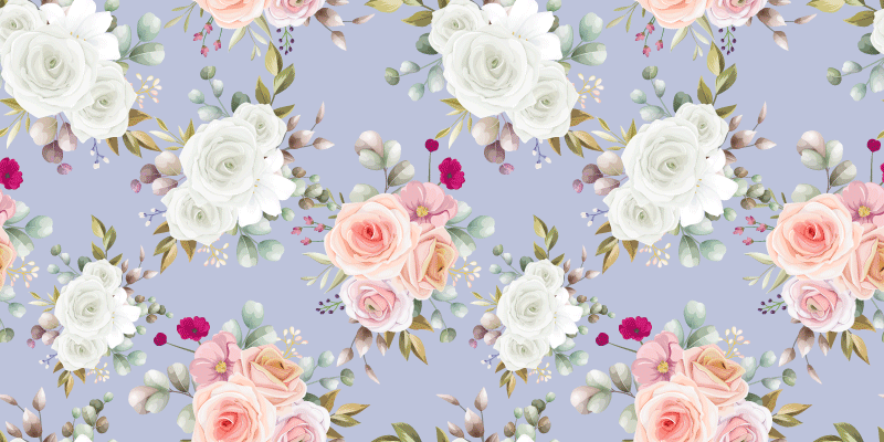 Elegante rosemønstre Blomster og planter vinyltæppe - TenStickers