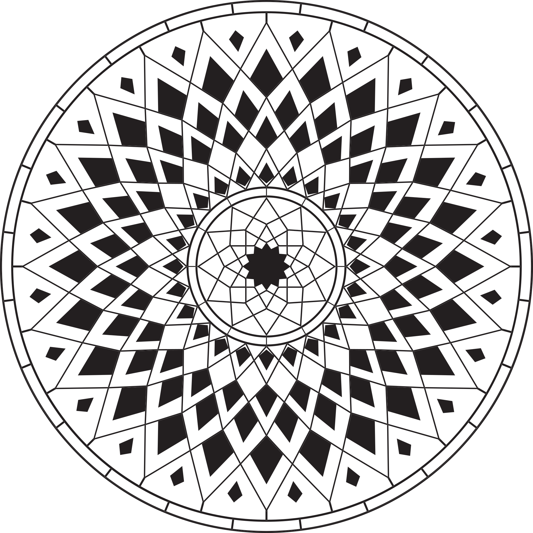 Hvid og sort design mandala vinyl tæppe - TenStickers