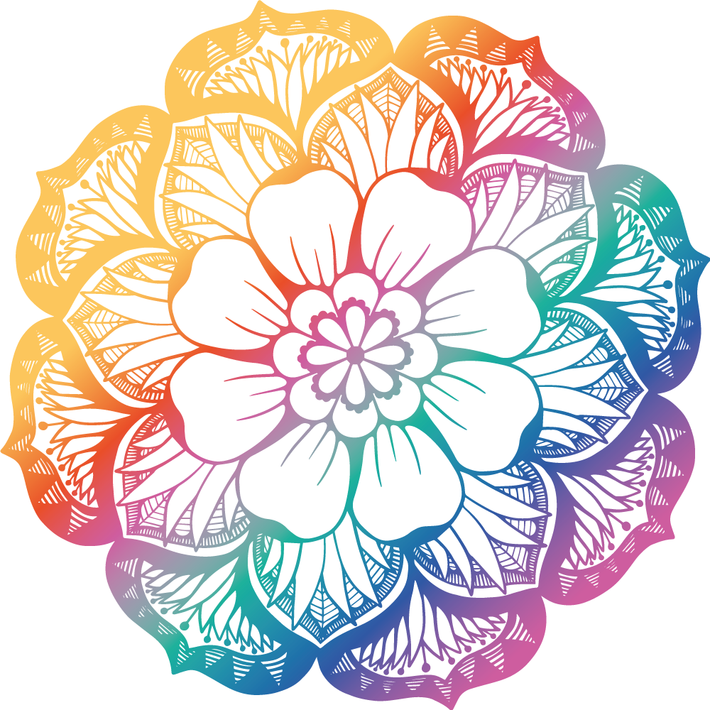 Farverigt blomstermotiv mandala vinyl tæppe - TenStickers
