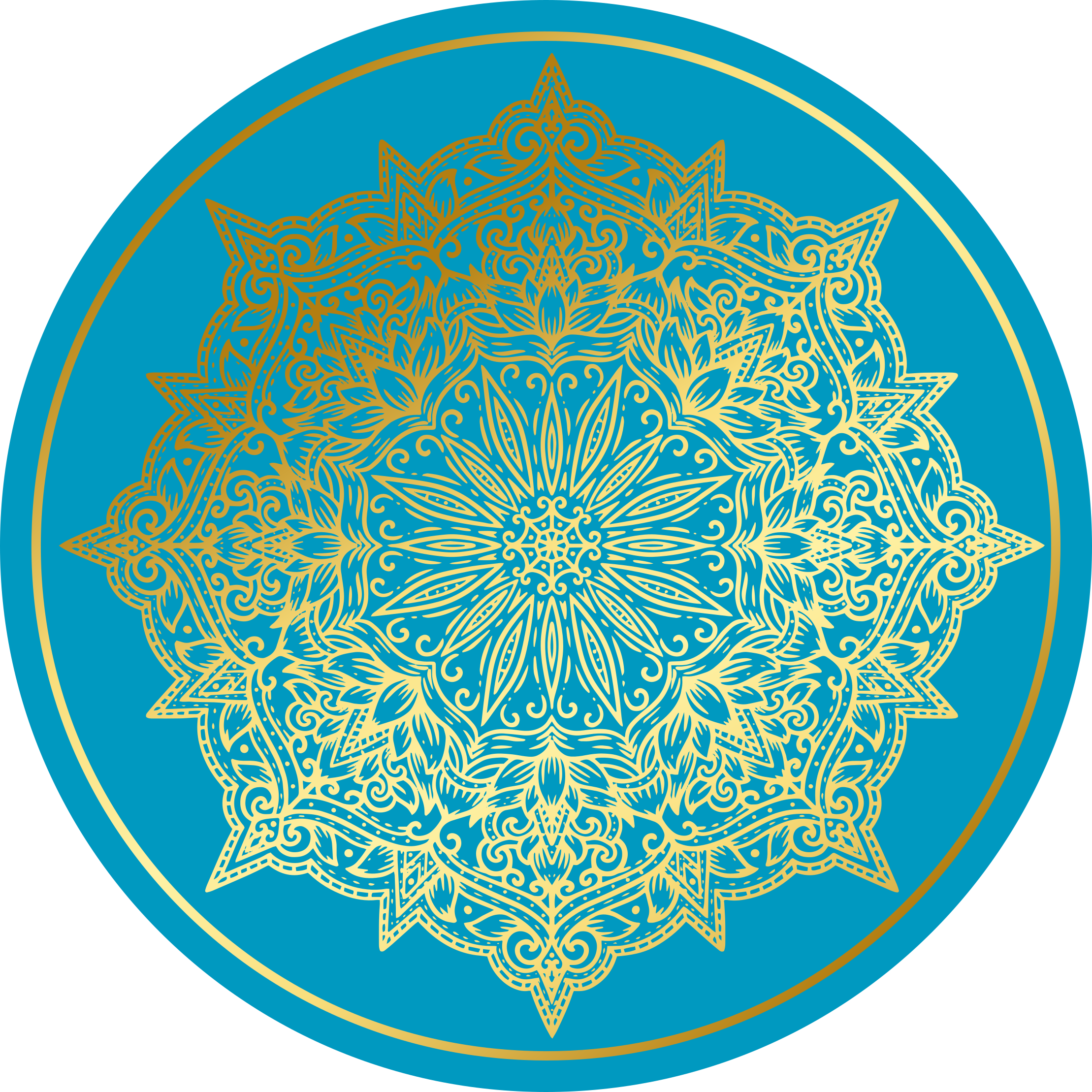 Kompleks mandala-kunst rundt vinyltæppe - TenStickers