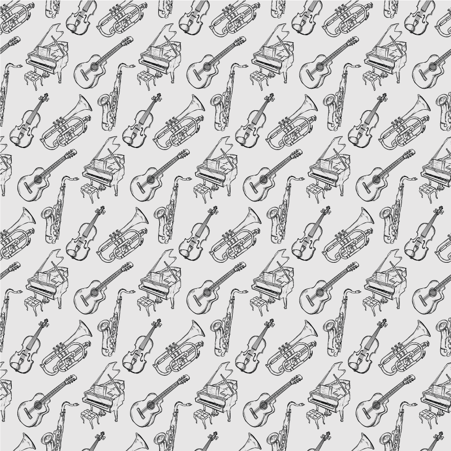 Doodle mønster af musik firkantet vinyltæppe - TenStickers