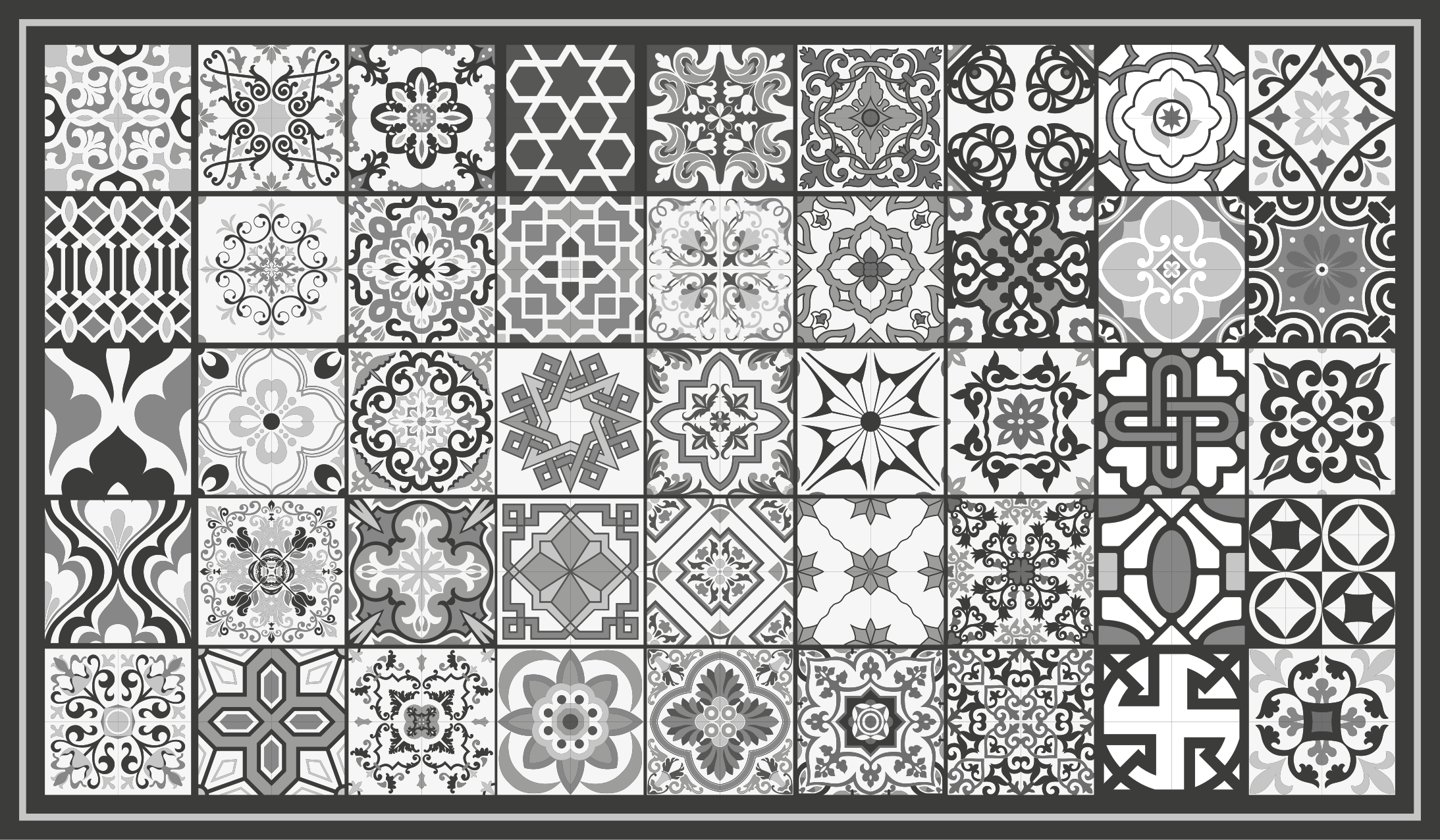 Grå flisemønster vinyl tæppe til badeværelset - TenStickers