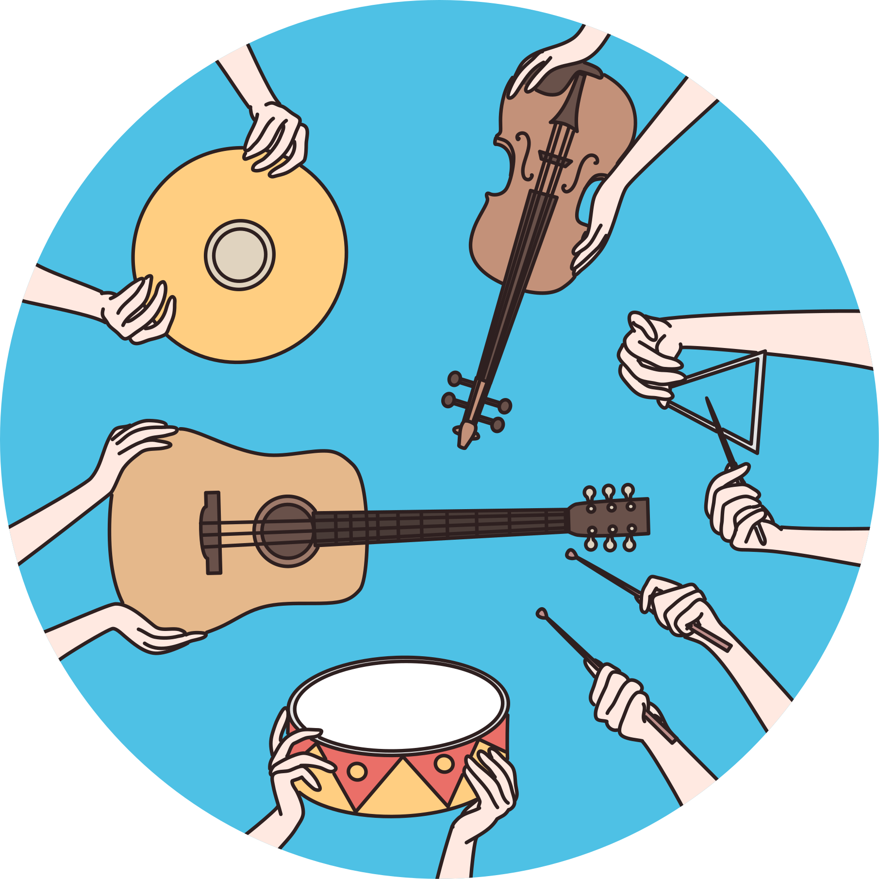 Motiv med musikalske hænder vinyl tæppe - TenStickers