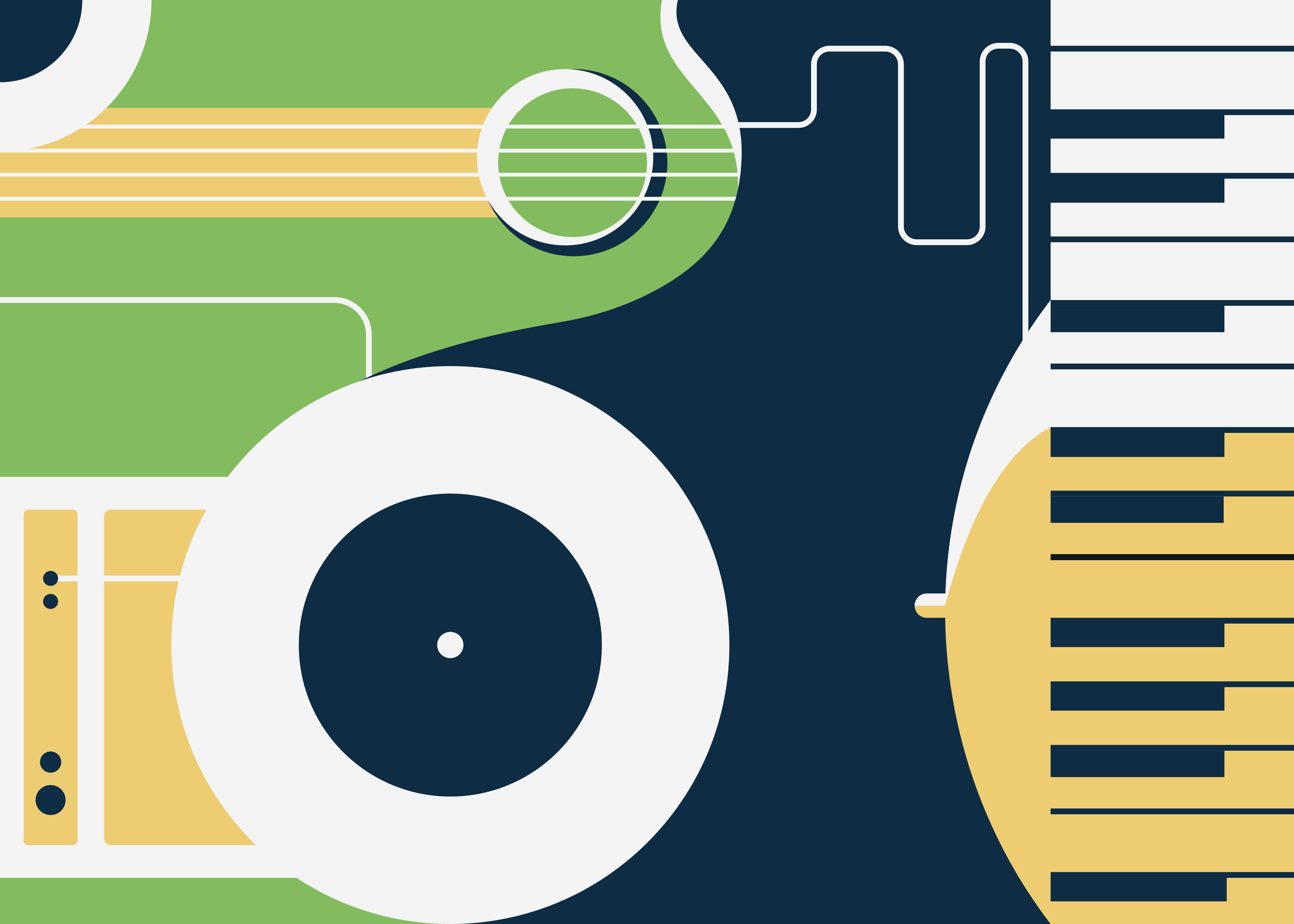 Motiv af musikinstrumenter rektangel vinyl tæppe - TenStickers