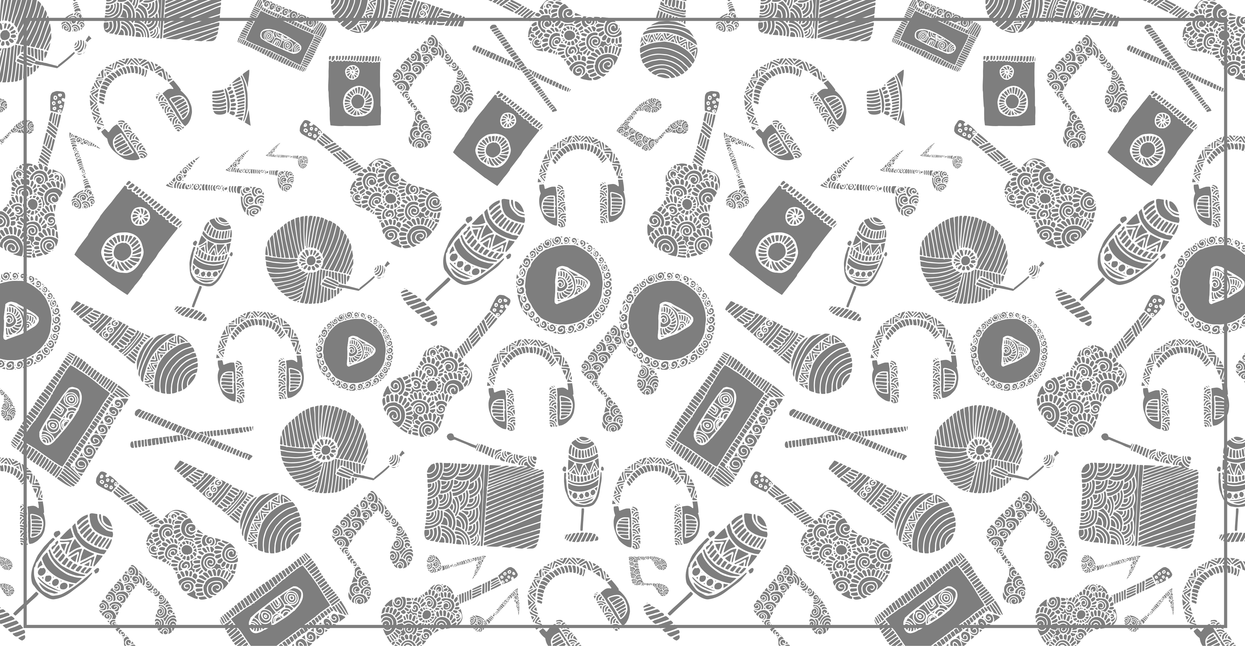 Musikalske elementer mønster vinyl tæppe - TenStickers