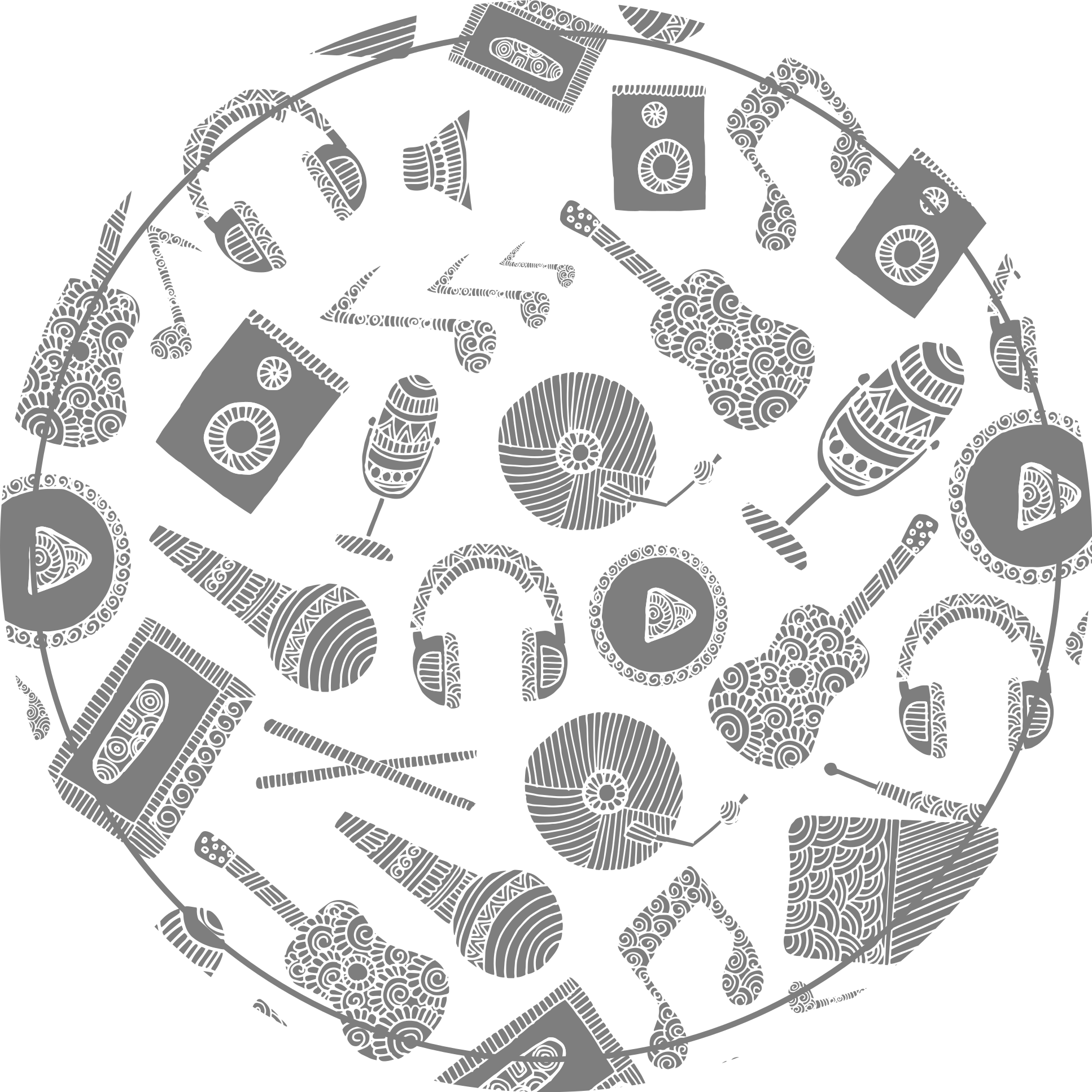 Mønstre for musikinstrumenter vinyl tæppe - TenStickers