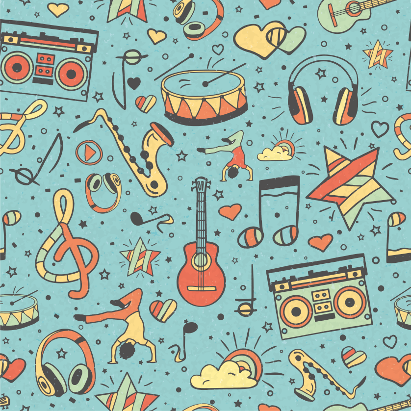 Musikalske symboler legende vinyl tæppe - TenStickers