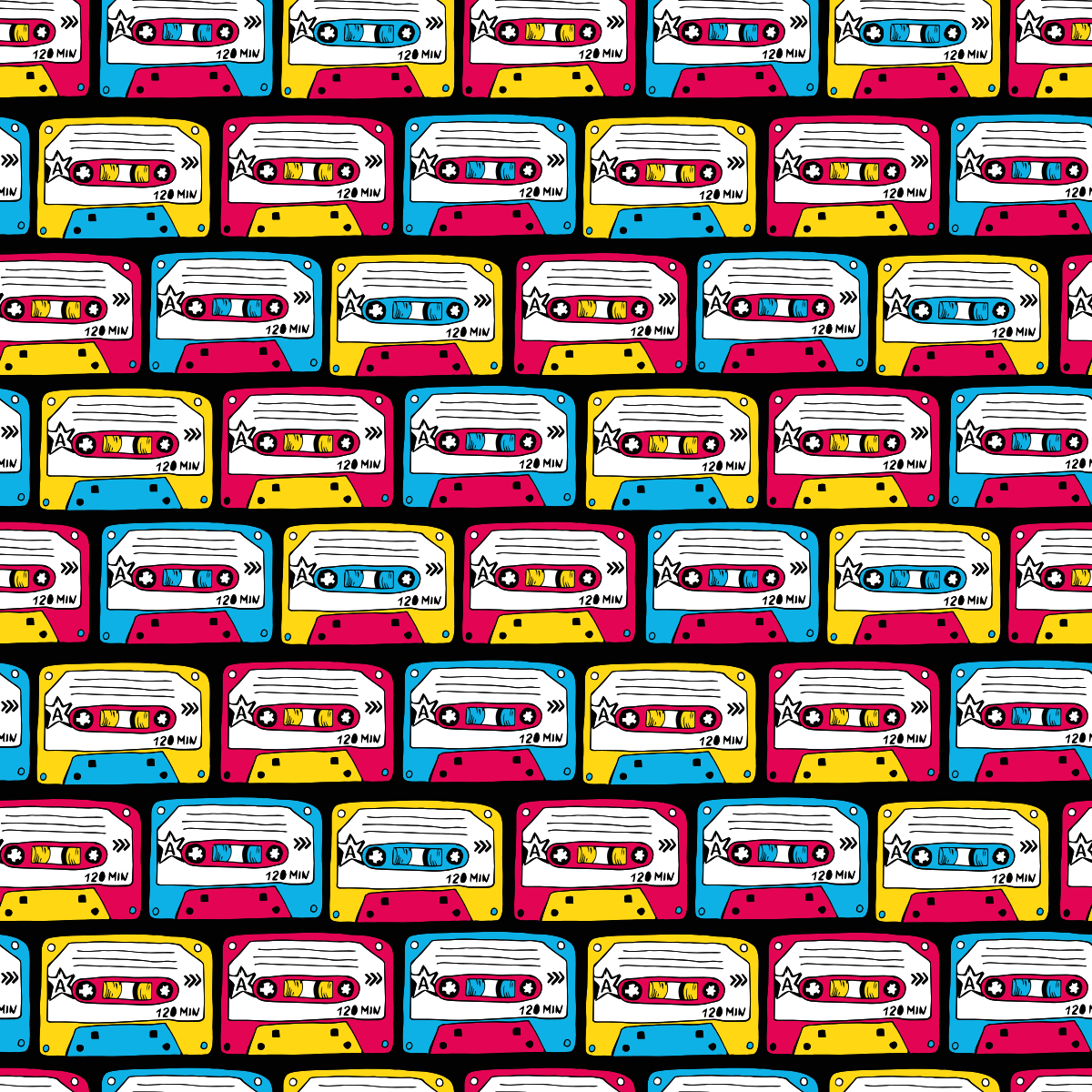 Tekstur vinyl tæppe retro audio kassetter - TenStickers