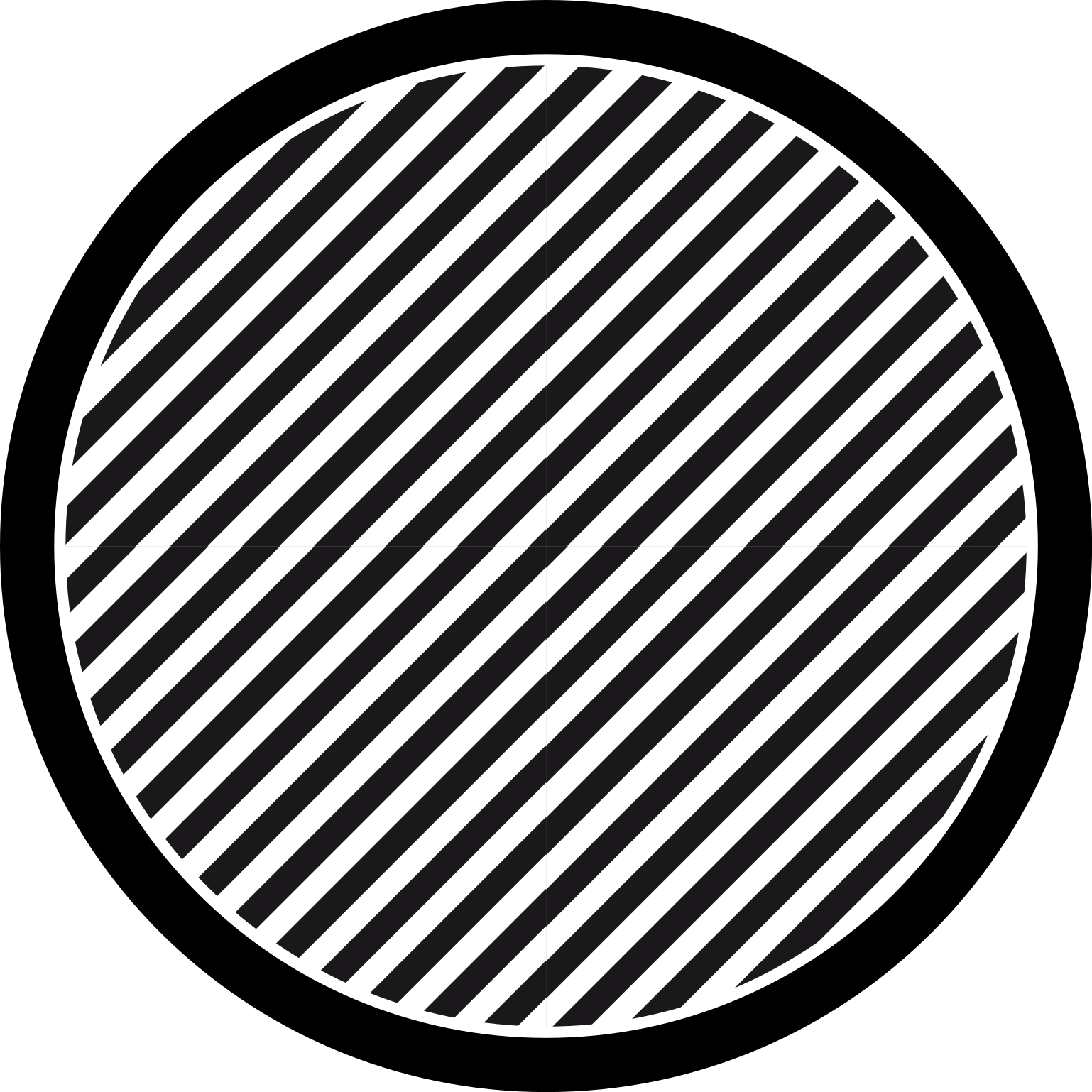 Diagonal sort og hvidt mønster cirkulært tæppe - TenStickers