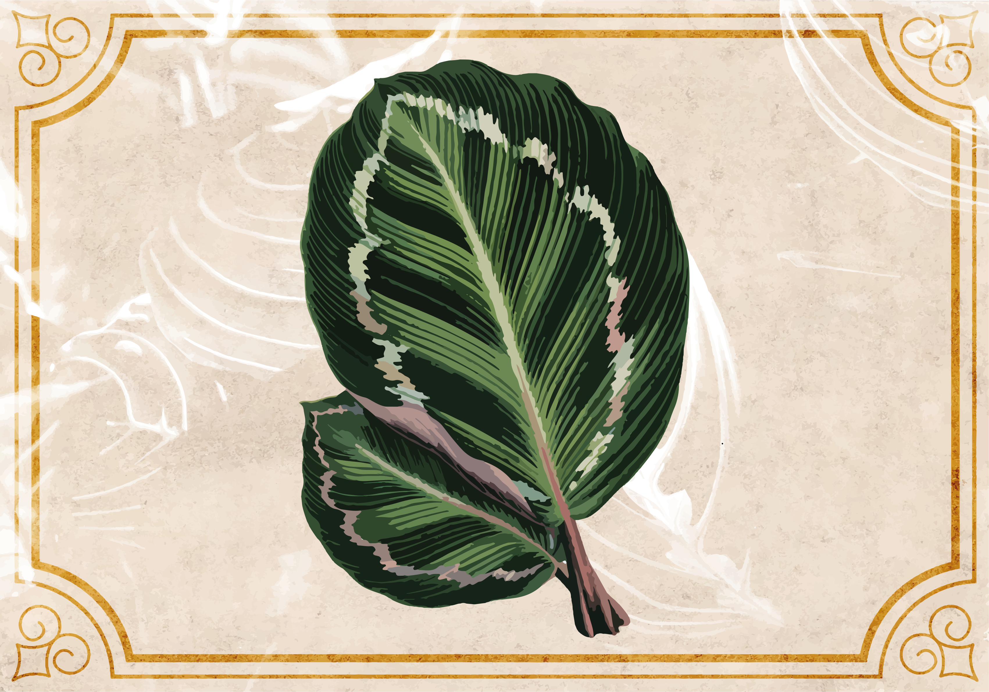 Bladmotiv elegance natur vinyl tæppe - TenStickers