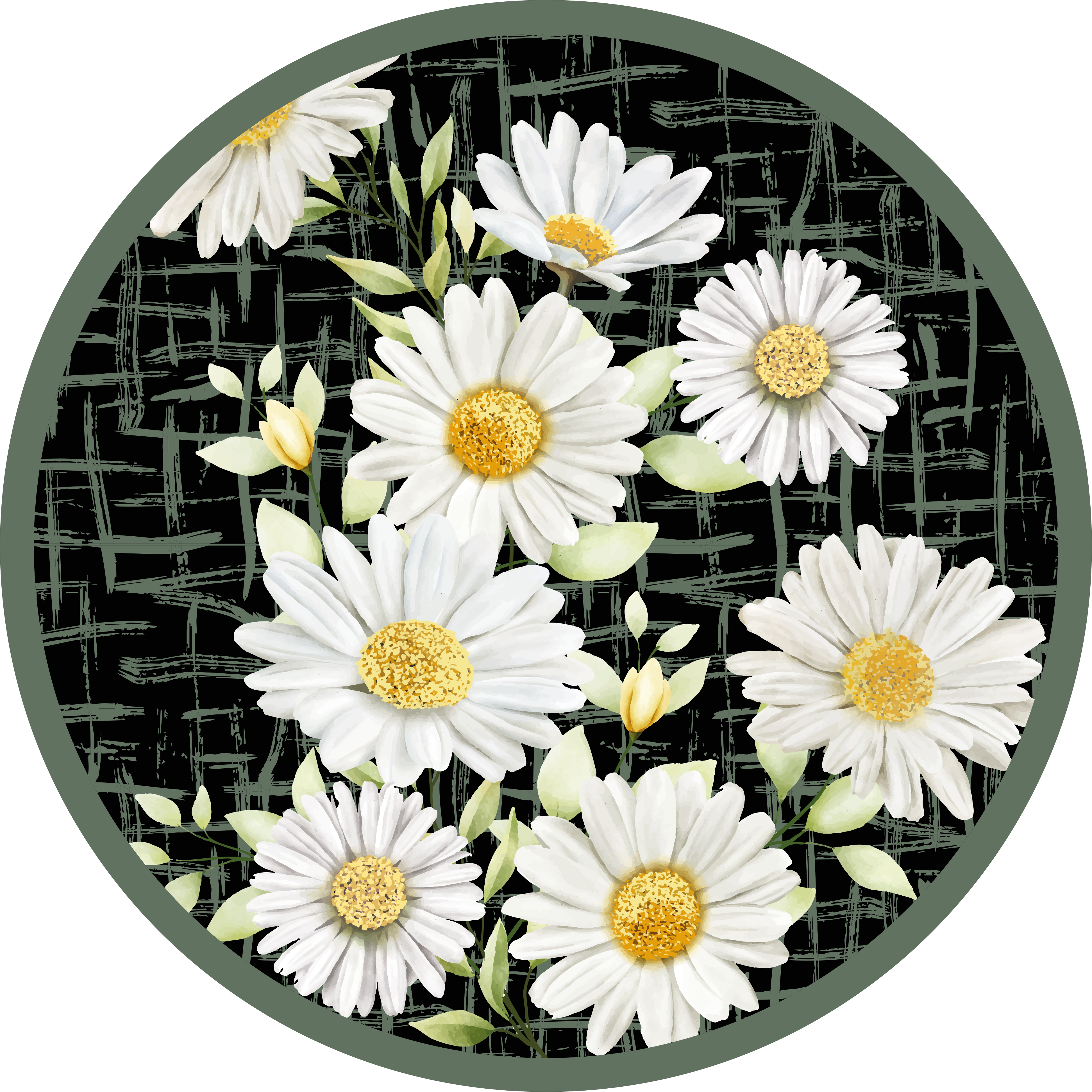 Hvid marguerittarrangement Blomster og planter vinyltæppe - TenStickers