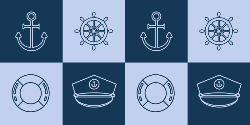 Nautiske tema ikoner verdenskort vinyl tæppe - TenStickers