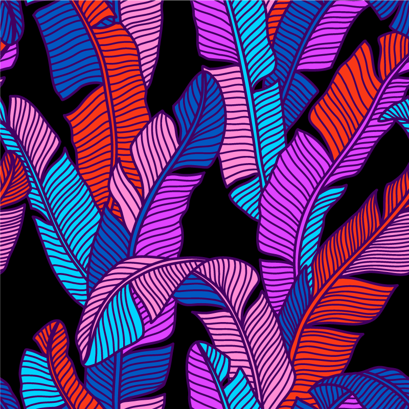 Livlige bladmønstre Blomster og planter vinyltæppe - TenStickers