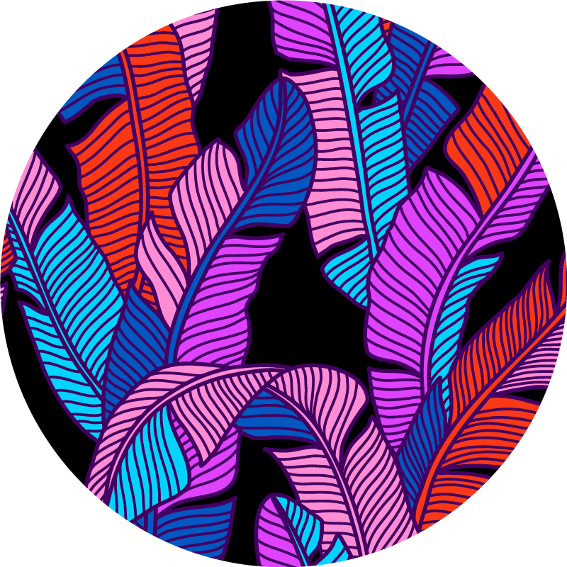 Livlige bladelementer Blomster og planter vinyltæppe - TenStickers