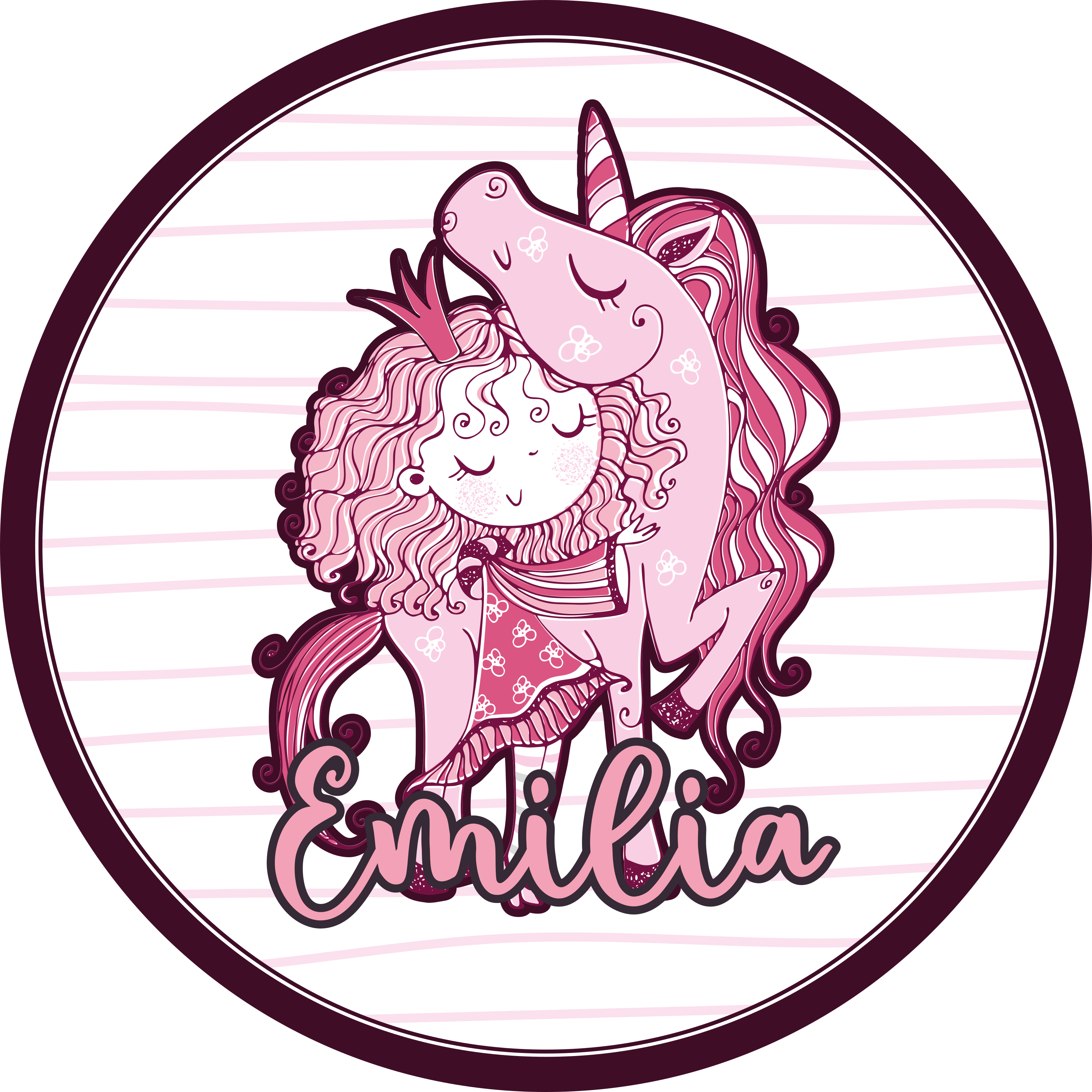 Sød enhjørningsduo vinyl tæppe med navn - TenStickers