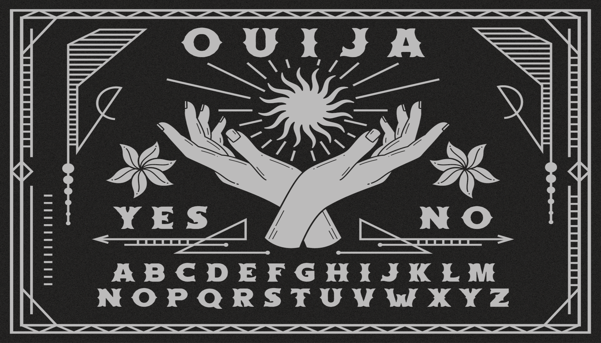Sort og hvidt ouija board vintage tæppe - TenStickers