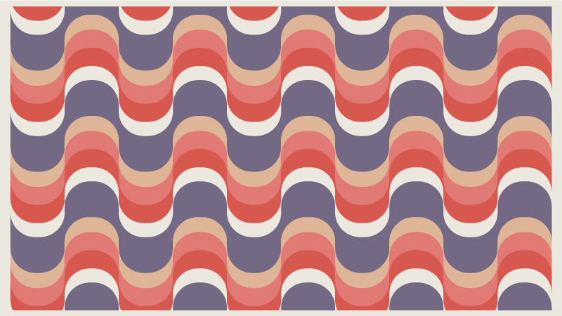 Geometriske vinyl tæppe i bølgende farvepalet - TenStickers