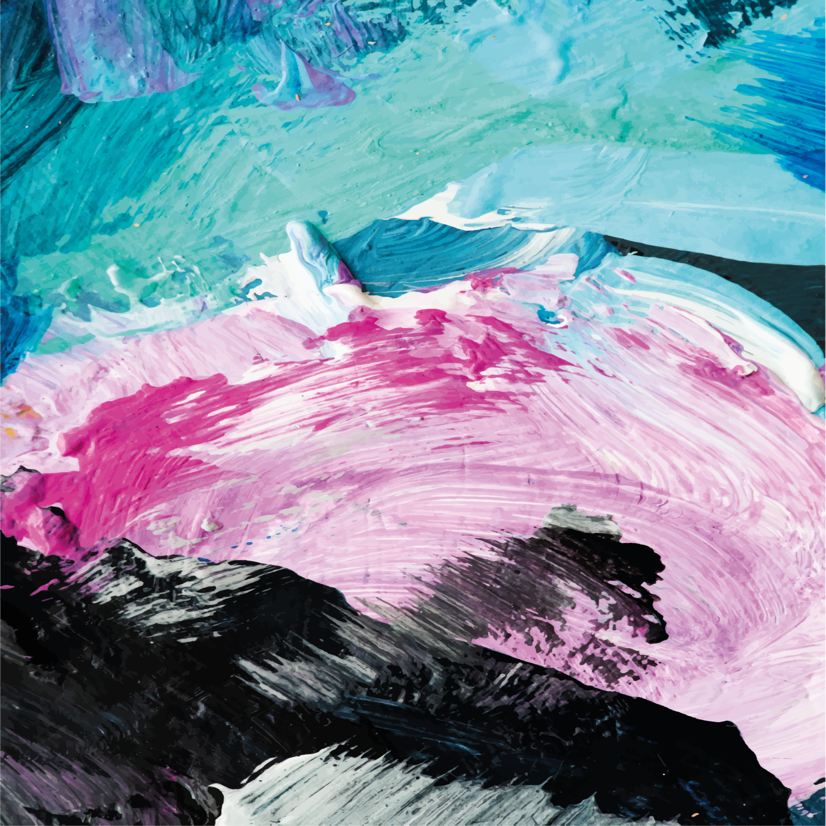 Farverigt abstrakt oliemaleri firkantet vinyltæppe - TenStickers