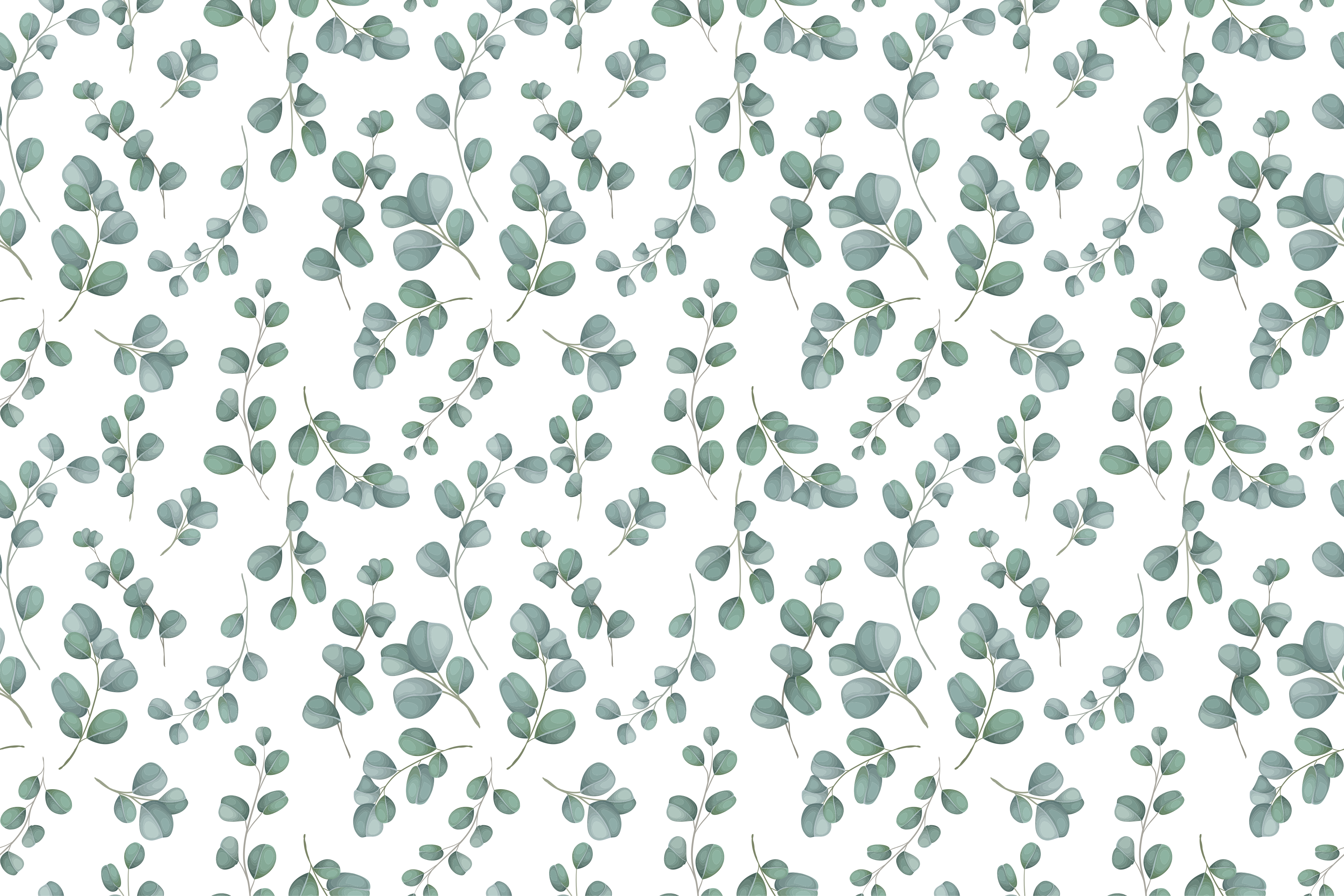 Elegant grønt mønster Blomster og planter vinyltæppe - TenStickers