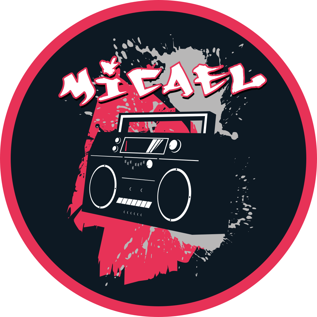 Retro boombox-tema vinyl tæppe med navn - TenStickers