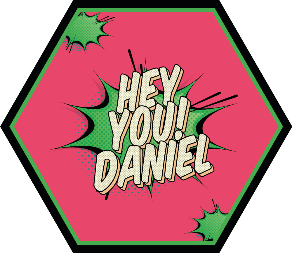 Hilsen i komisk stil vinyl tæppe med navn - TenStickers