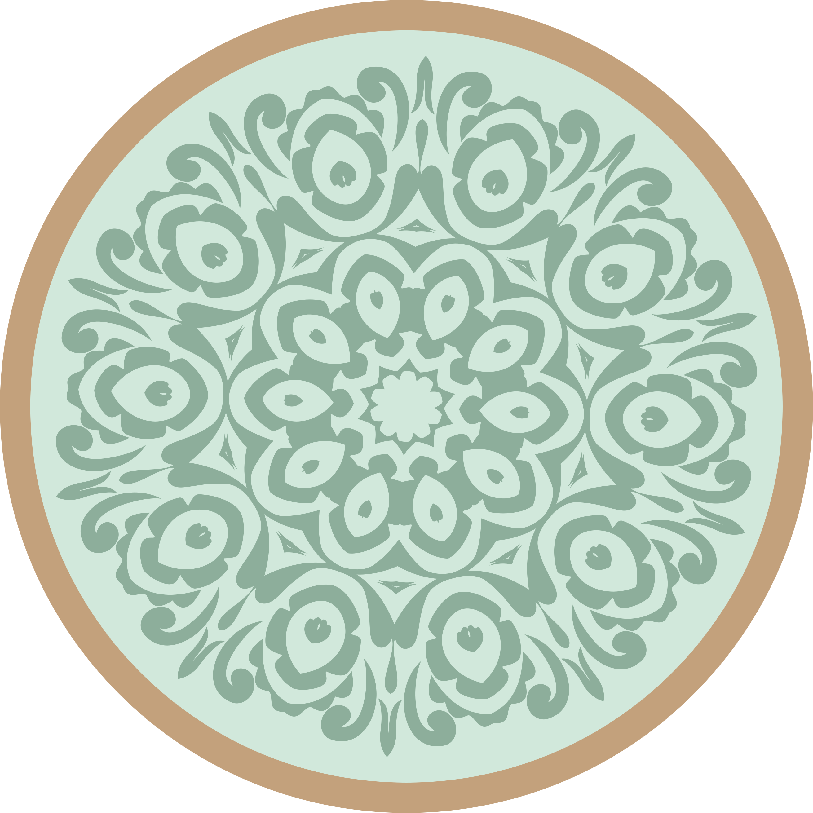 Rundt botanisk arrangement mandala vinyl tæppe - TenStickers