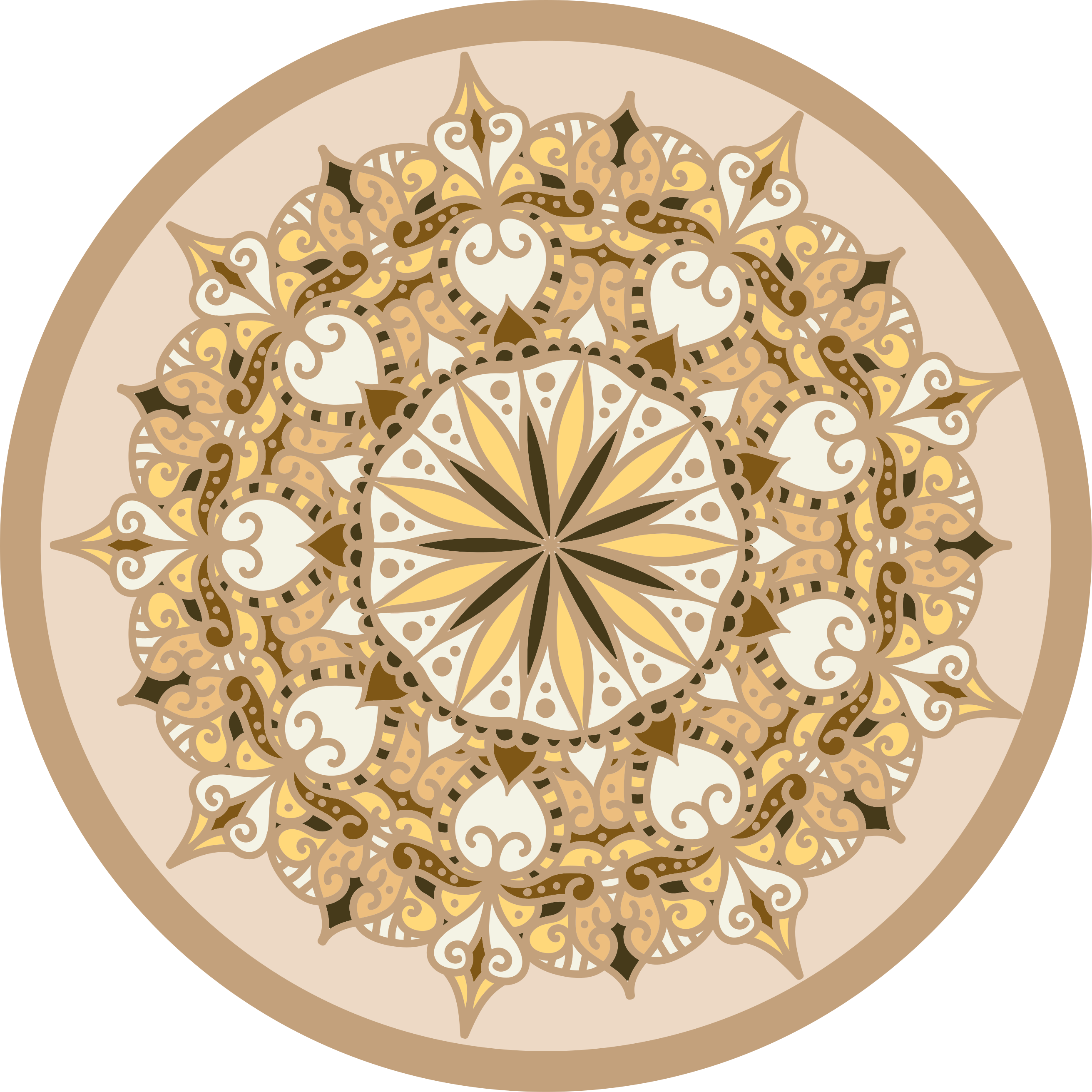 Elegant gylden mandala mandala vinyl tæppe - TenStickers