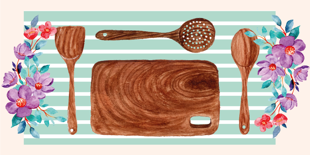 Blomsterde køkkentilbehør vinyltæppe til køkkenet - TenStickers