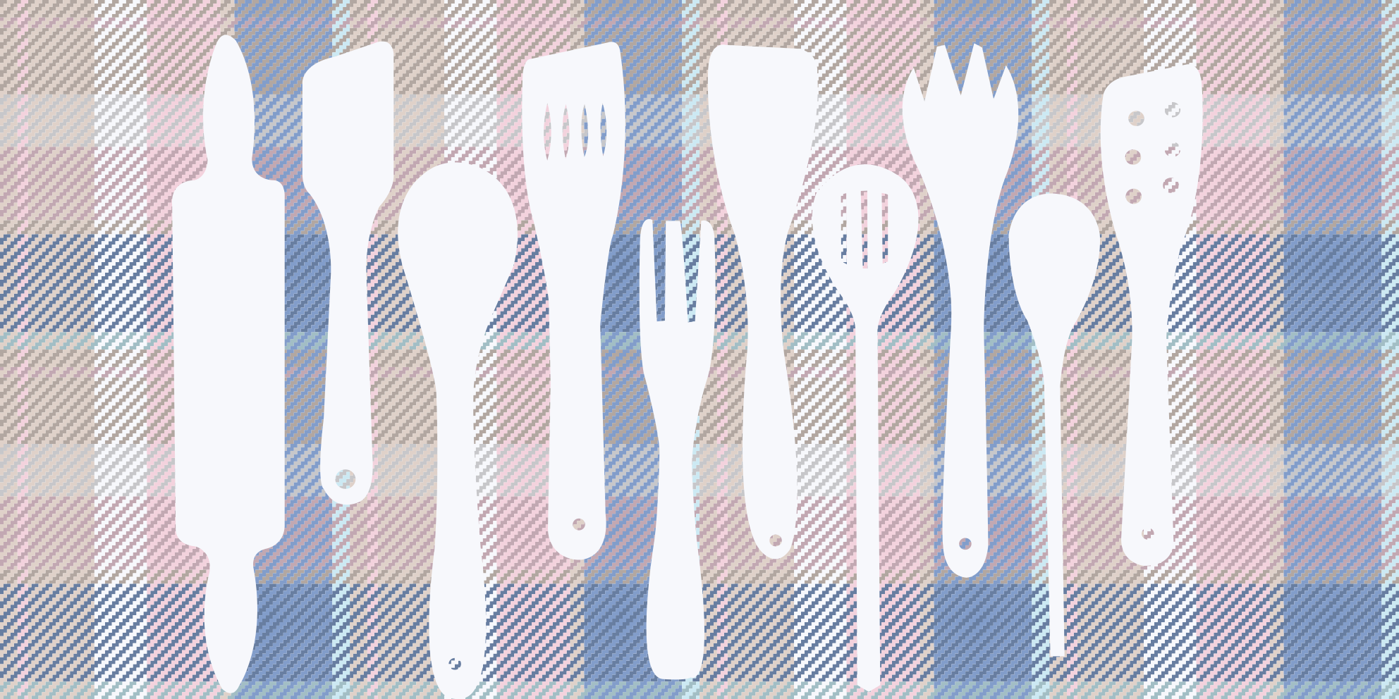 Silhuetter af køkkenredskaber vinyltæppe til køkkenet - TenStickers