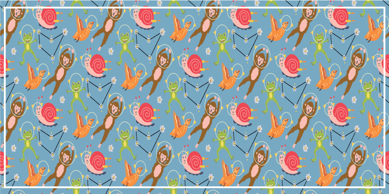 Farverige rumvæsner vinyl tæppe - TenStickers