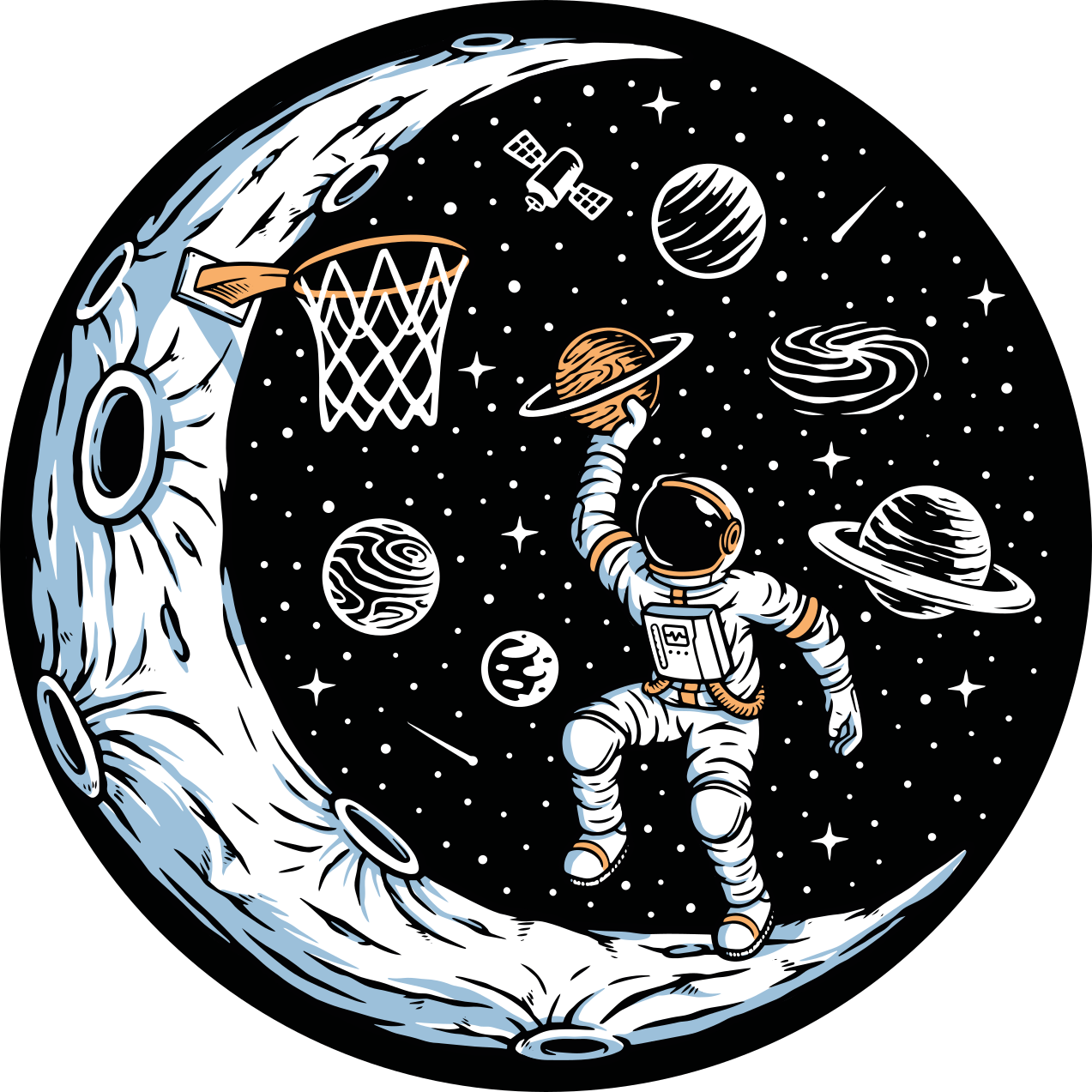 Astronaut-dunking stjerne vinyl tæppe - TenStickers