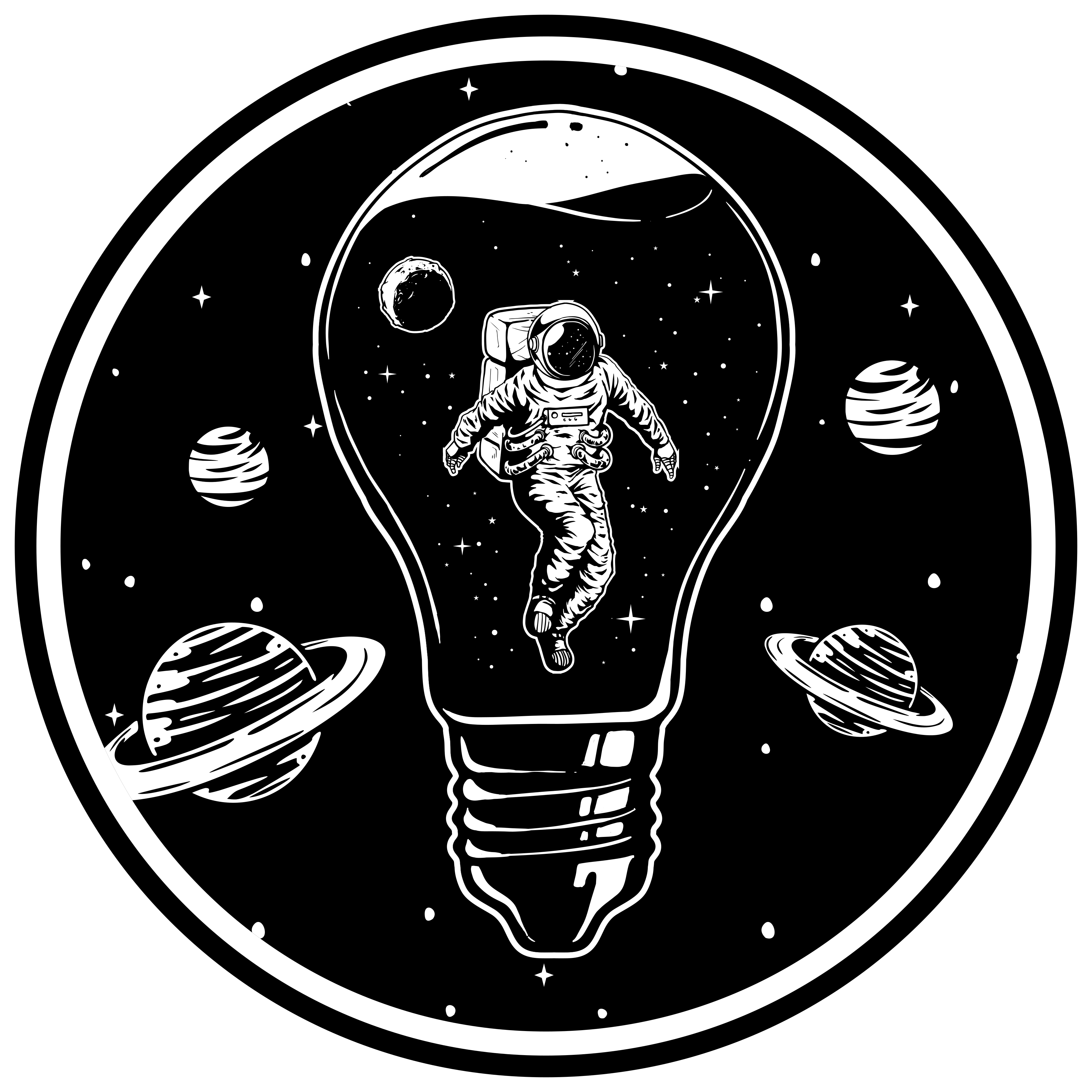 Kosmonaut i pære stjerne vinyl tæppe - TenStickers