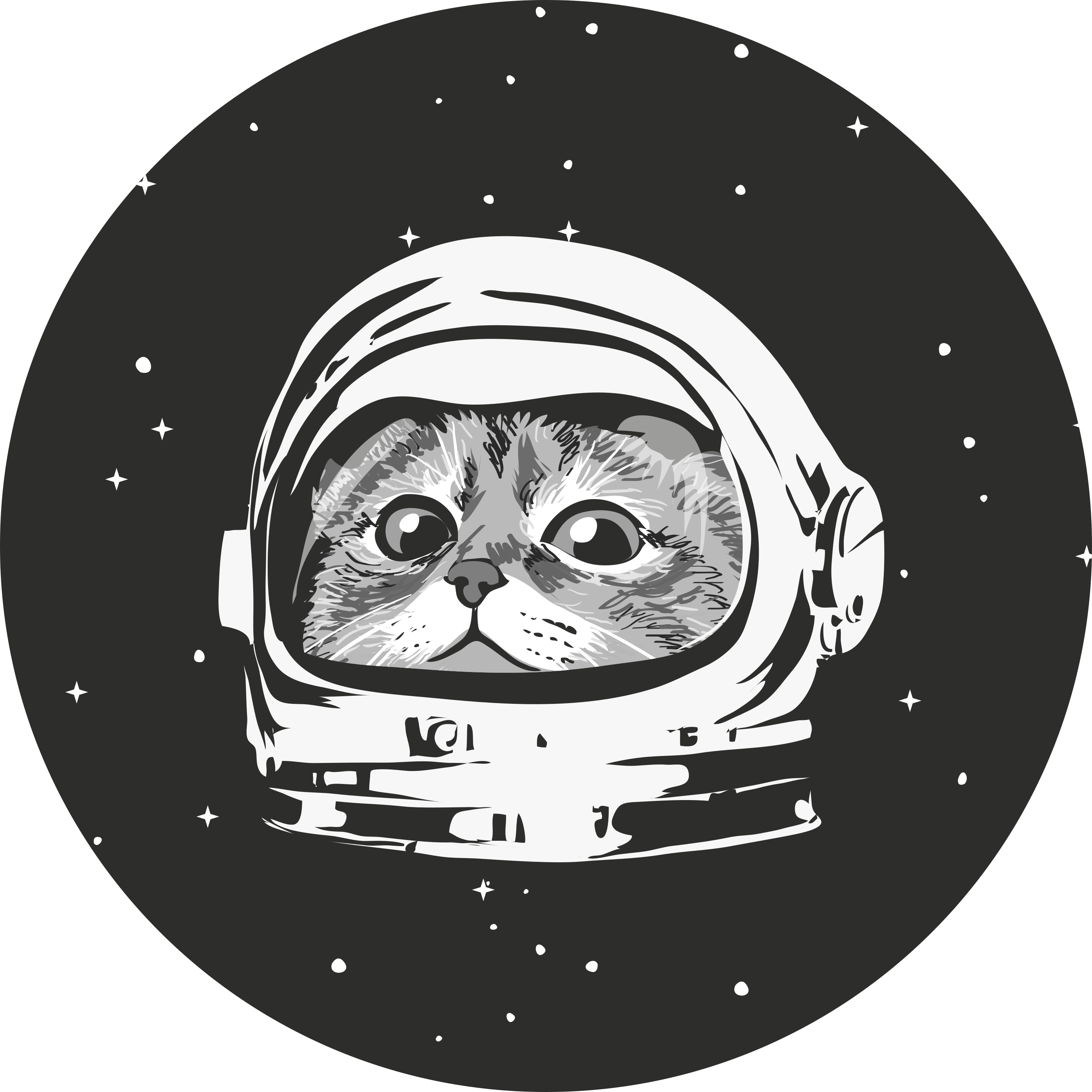 Sød kat med astronaut hjelm soveværelsestæppe - TenStickers