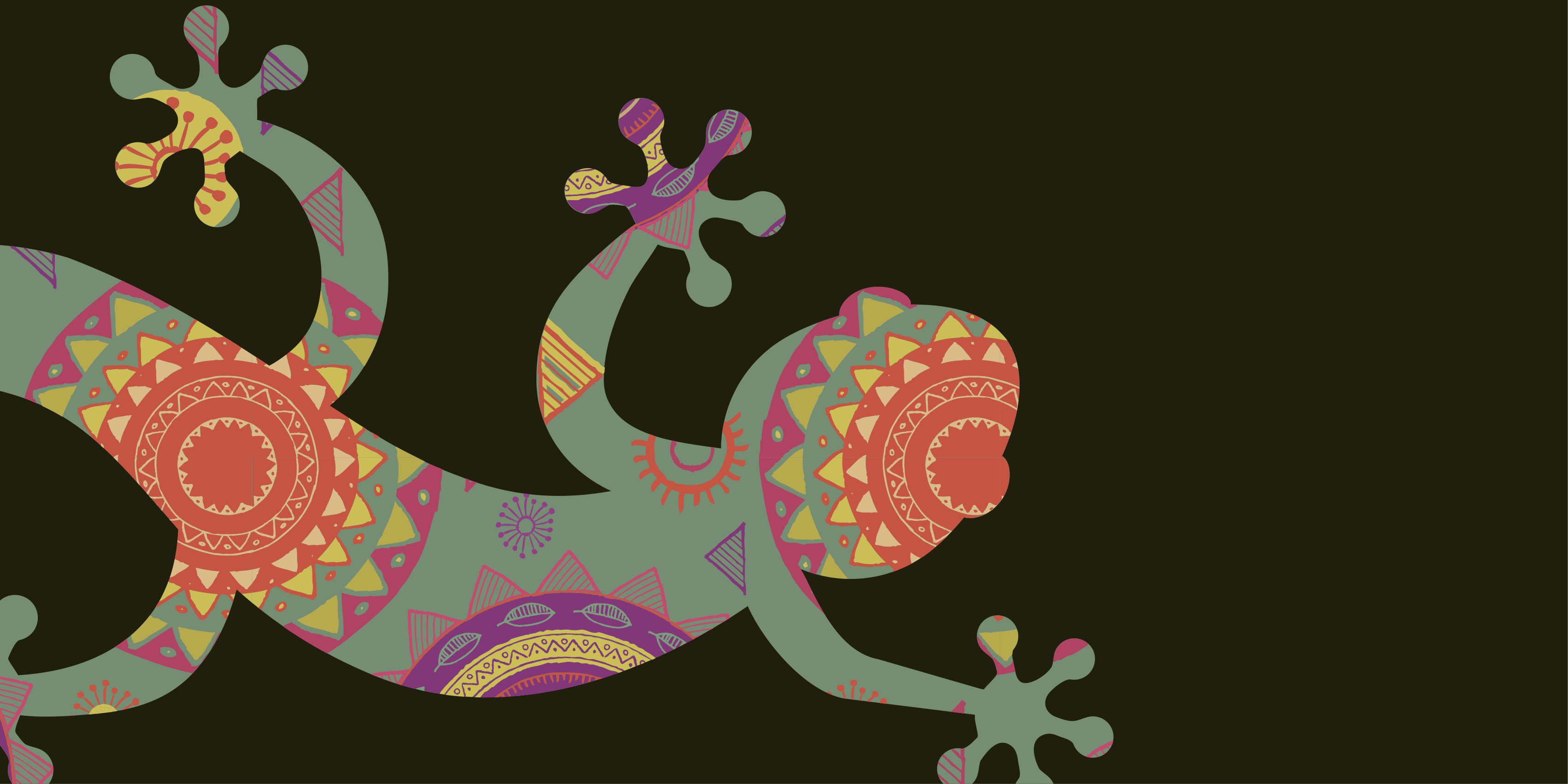 Farverig geometrisk firben mandala vinyl tæppe - TenStickers