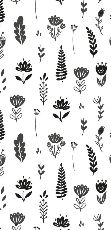 Blomster og planter vinyltæppe blomster silhuet mønster - TenStickers