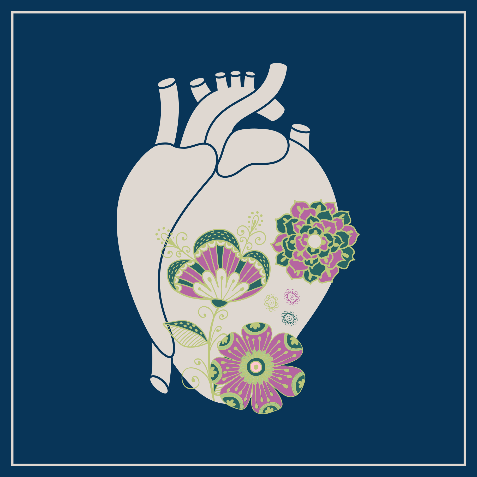 Anatomisk hjerte med blomster tæppe - TenStickers