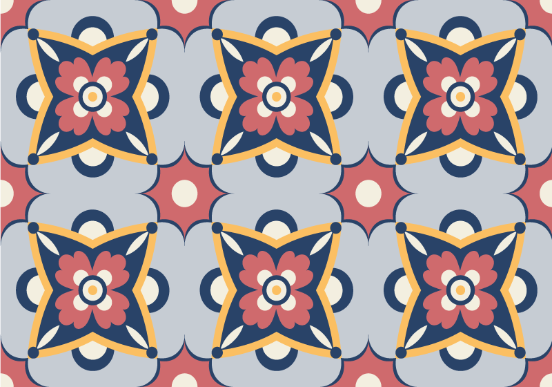 Botanisk grå sammensætning mosaik vinyl tæppe - TenStickers