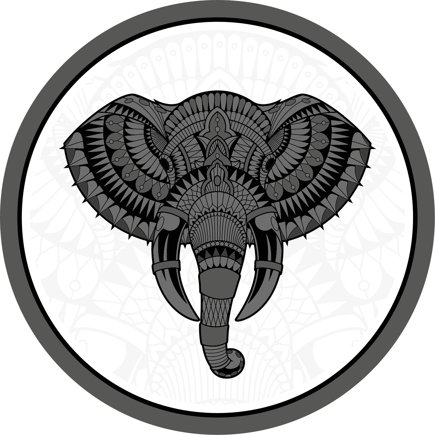 Elefant med mandala tekstur mandala vinyl tæppe - TenStickers