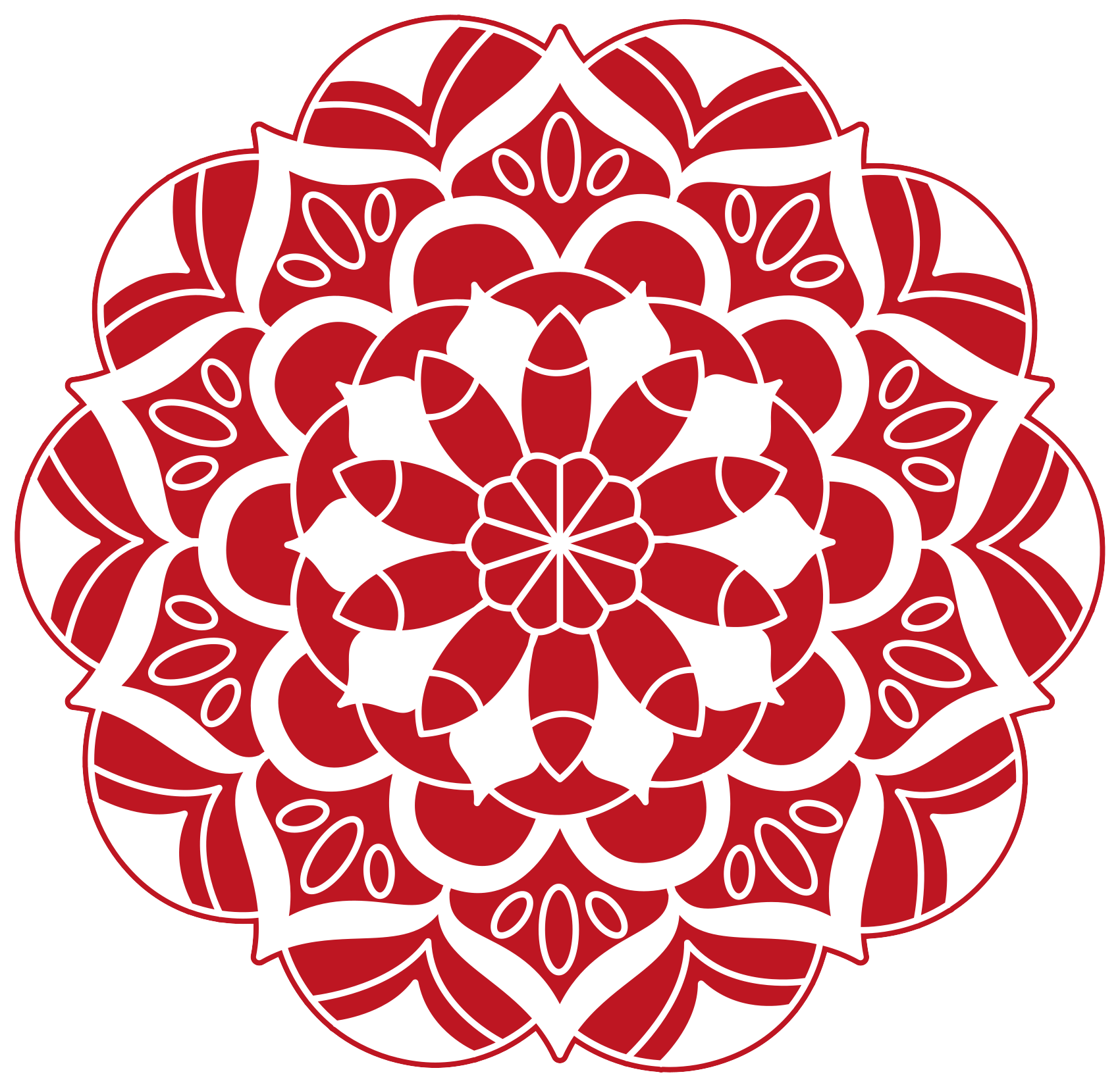 Rødt blomstermønster mandala vinyl tæppe - TenStickers