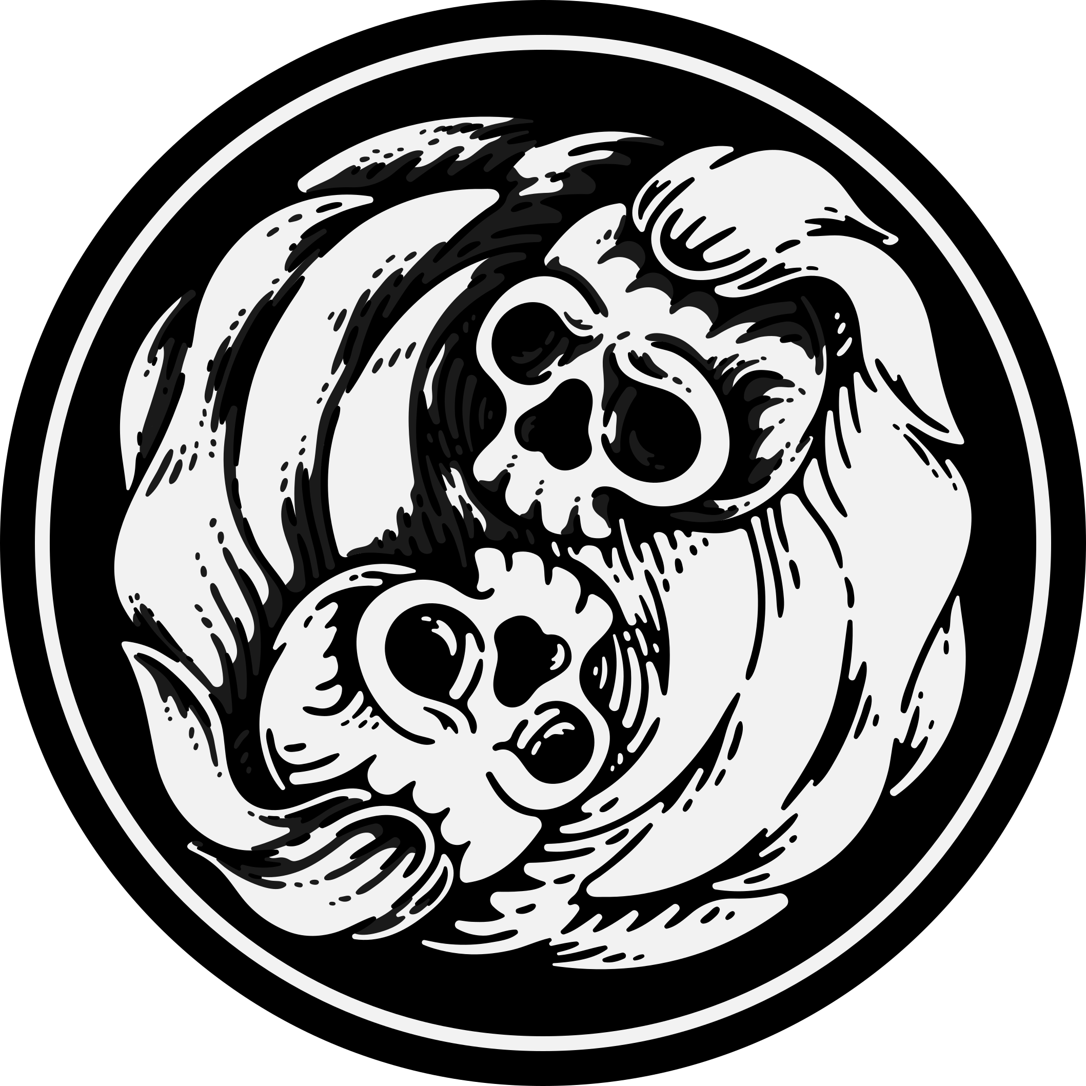 Sort og hvidt yin yang stuetæppe - TenStickers